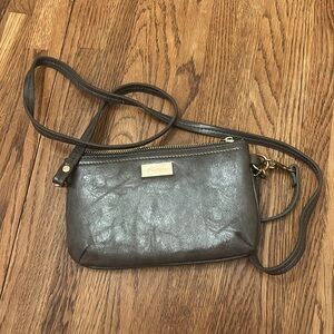 Metallic Brown Leather Crossbody Bag
